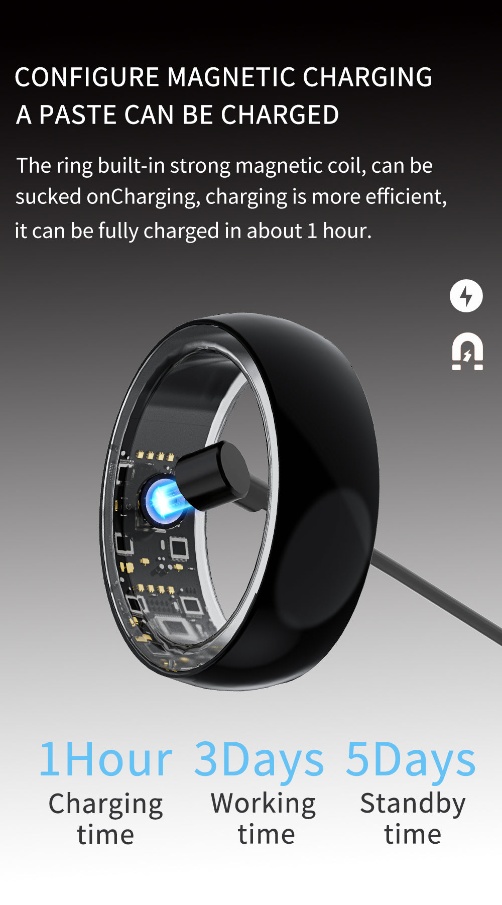 Smart Ring R100 Black – Health & Sleep Tracking Wearable – SmartRing
